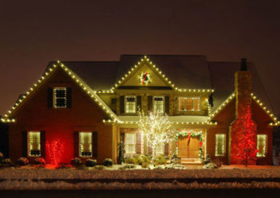 Country house lit up for Christmas